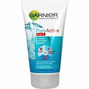 Garnier Pure Active 3 in 1 Wash, Scrub, Mask 150 ml