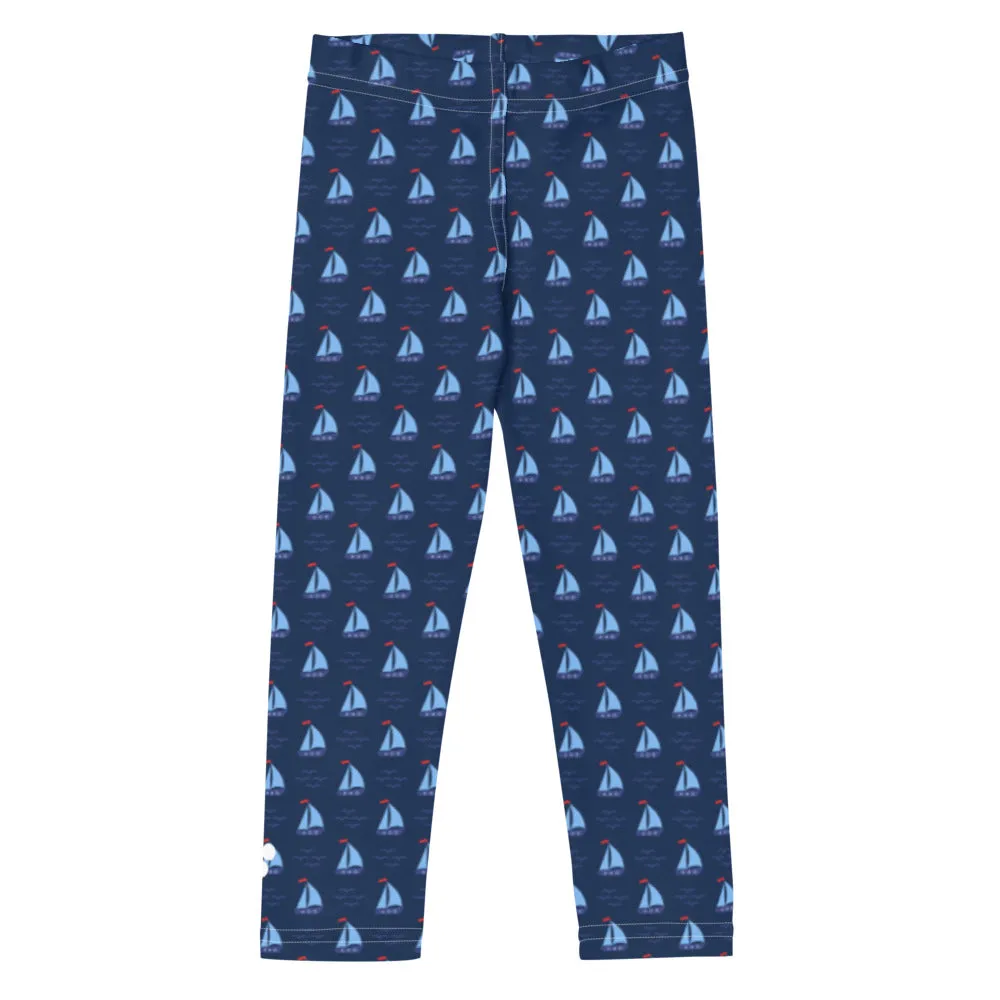 Girls (2T-7) UPF 50 Swim Leggings - Cape Cod Sailboats