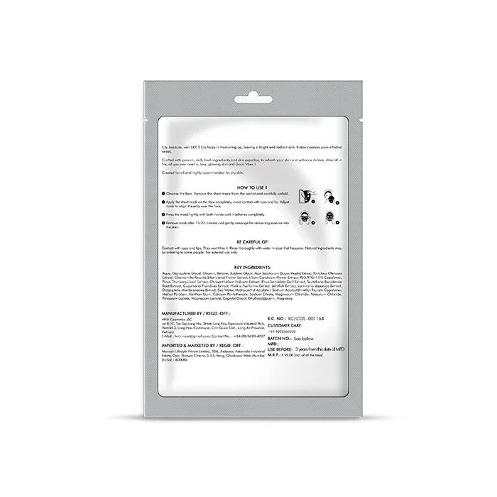 Good Vibes Lily Radiance Sheet Mask | Deep Pore Cleansing, Rejuvenating | No Animal Testing (20 ml)