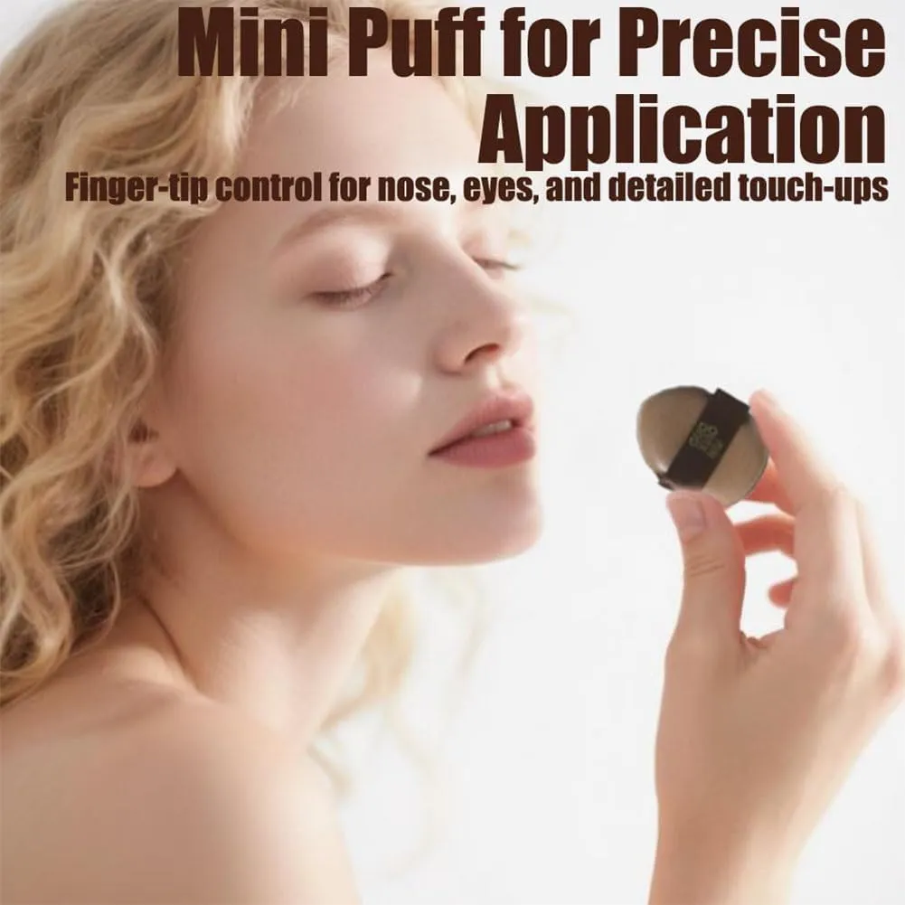 Guo Xiao Niu Makeup Puff, Cushion Foundation Puff, Mini Makeup Powder Puffs, Chocolate Color Quick Make up Soft Foundation Puffs Set, Soft Washable, With Non-slip Handle, 1 Box of 6 PCS(1pc)