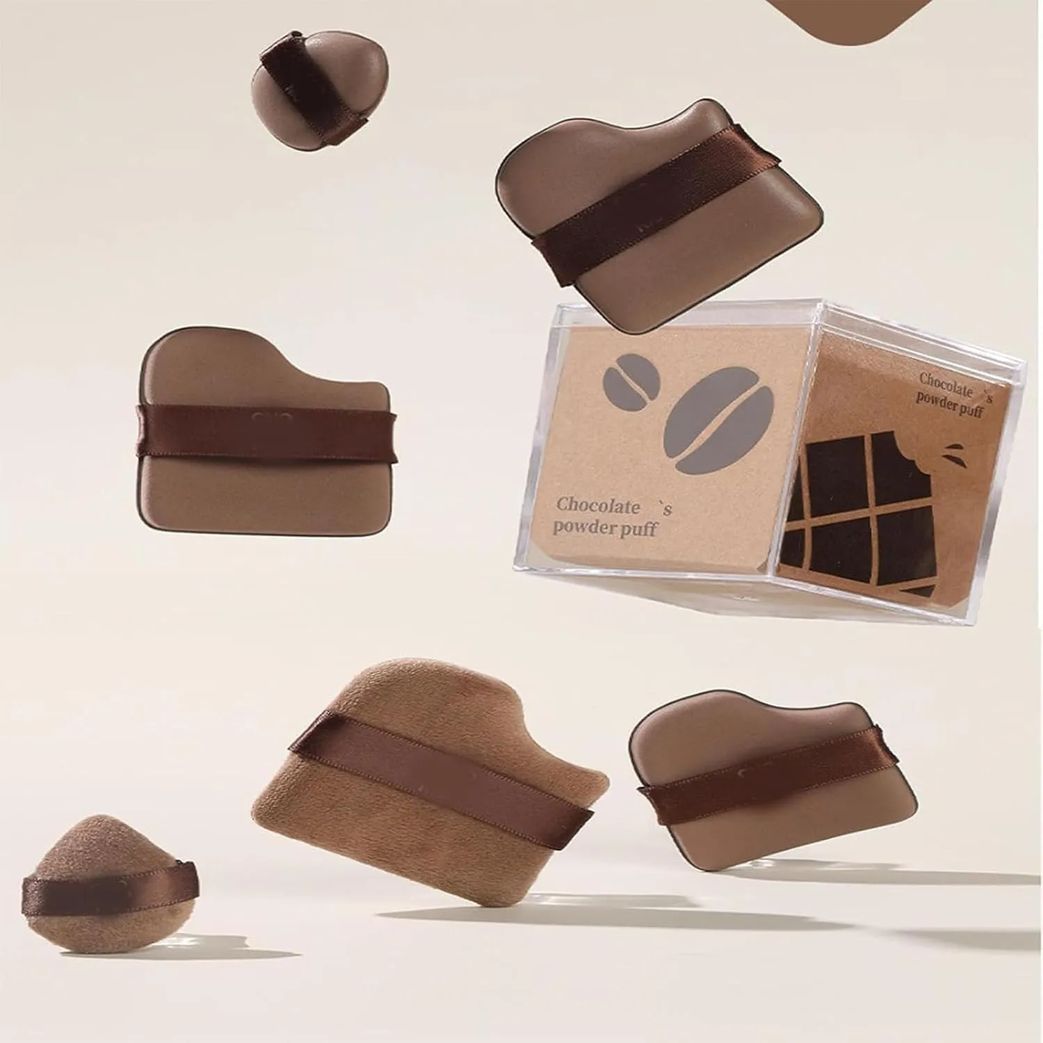 Guo Xiao Niu Makeup Puff, Puff For Foundation Concealer And Powder, 6/12pcs Chocolate Color Foundation & Blusher Sponges, For Natural And Easy Makeup Soft Long-Lasting (12pcs)