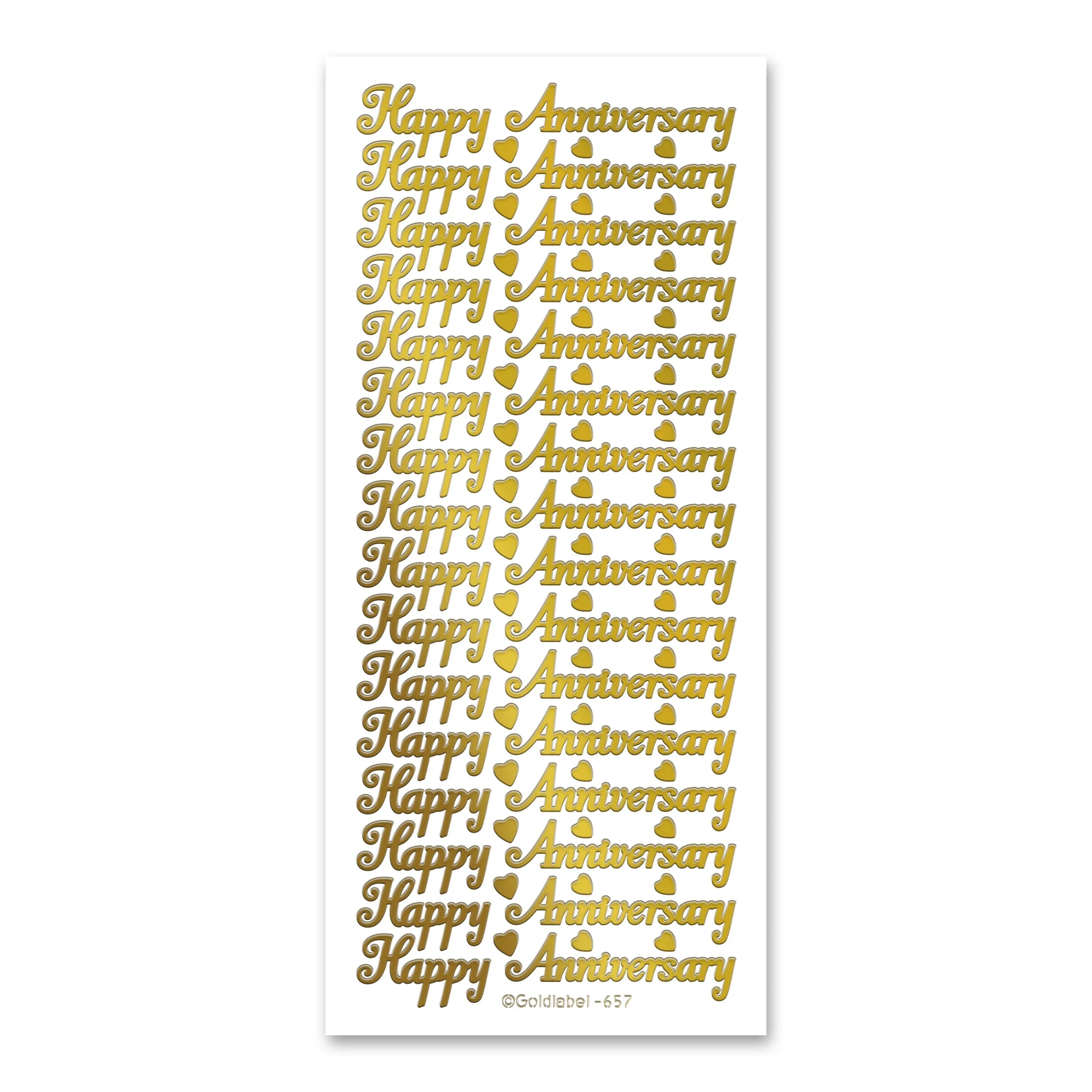 Happy Anniversary  Gold Self Adhesive Stickers