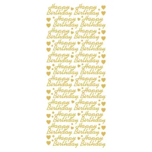 Happy Birthday (L) Gold Self Adhesive Peel Off Stickers