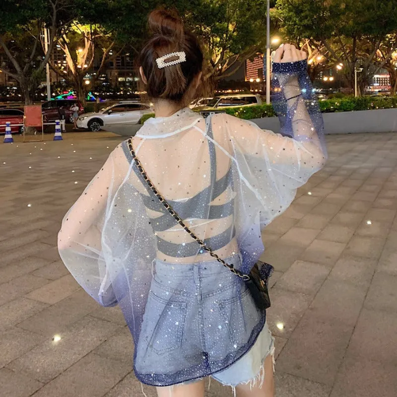 Harajuku Transparent Glitter Sun Protective Clothing AD11317
