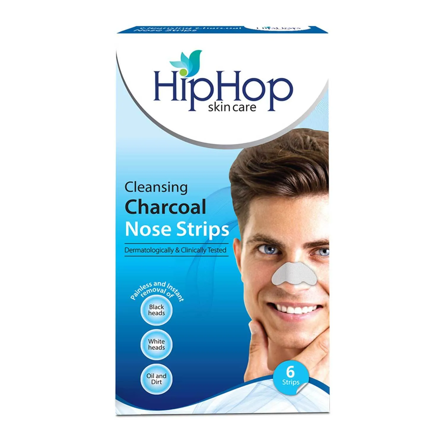 HipHop Blackhead Remover Nose Strips for Men (Activated Charcoal, 6 Strips)   Anti-Acne Body Cleanser (Salicylic Acid, 200 ml)