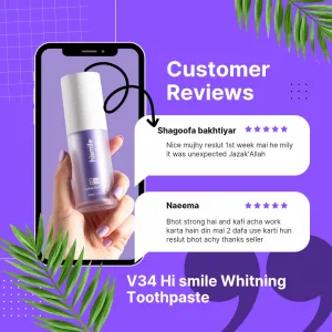 Hismile V34 Colour Corrector | Tooth Stain Concealer & Teeth Whitening Booster | Purple Toothpaste for Colour Correction.