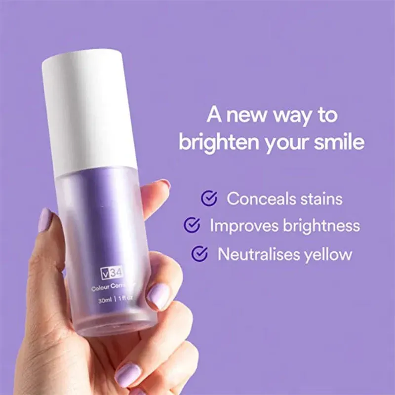 Hismile V34 Colour Corrector | Tooth Stain Concealer & Teeth Whitening Booster | Purple Toothpaste for Colour Correction.