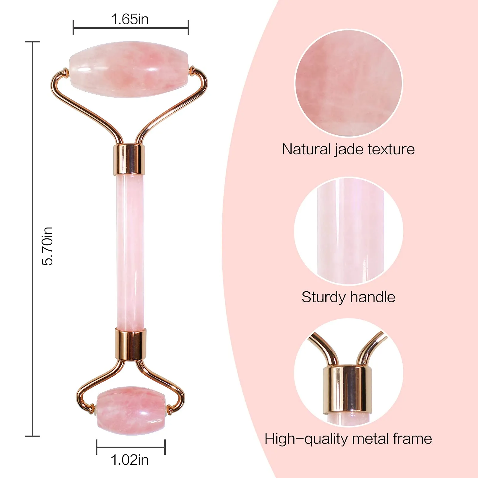 huefull Face Massager Rose Quartz Face Roller & Gua Sha Facial Tool Set, Lymphatic Drainage Massage Tool for Muscle Tension Relief FreshRoll