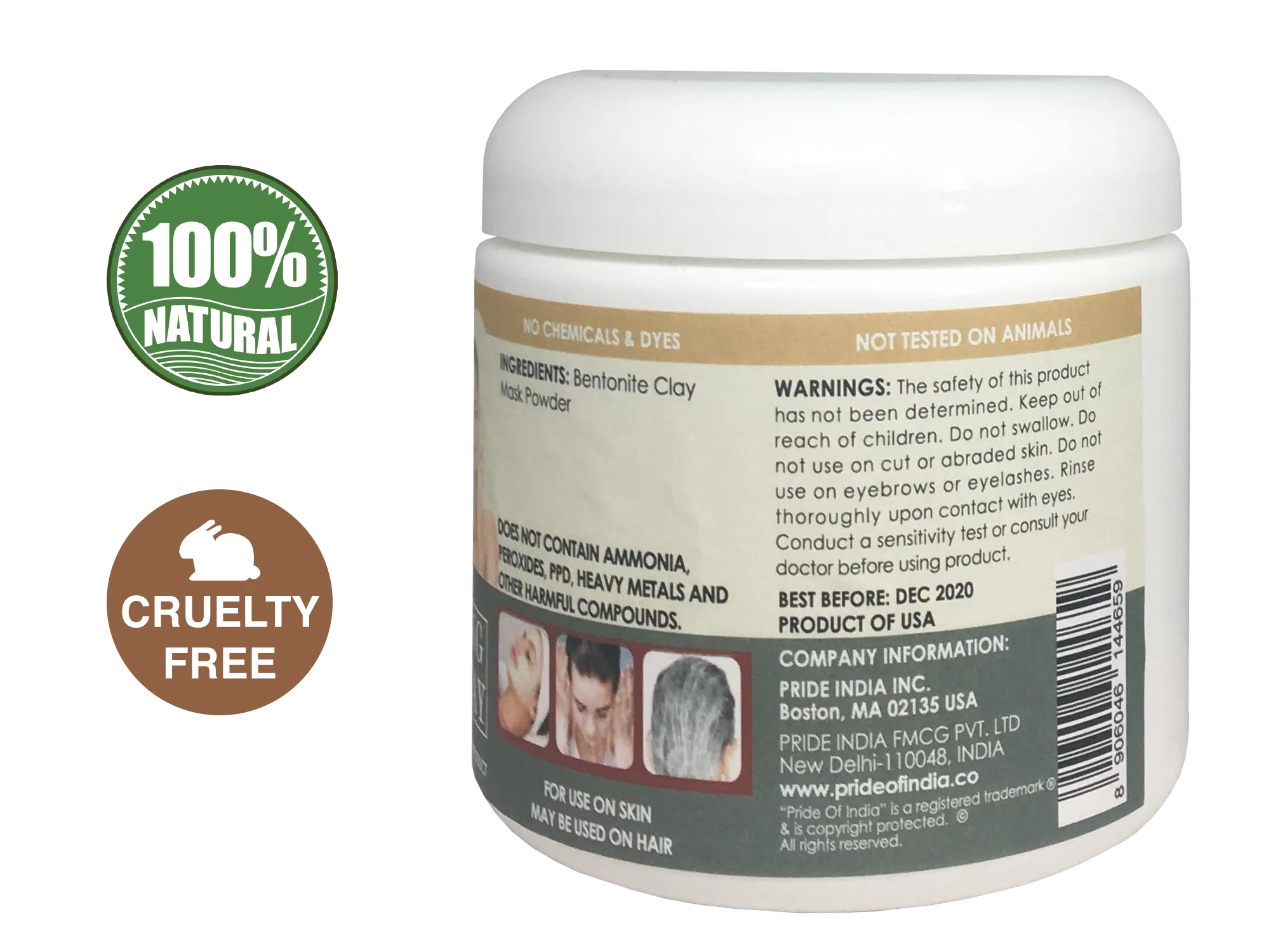 Indian Healing Bentonite Clay Natural Face Mask Powder, 1 Pound (454gm