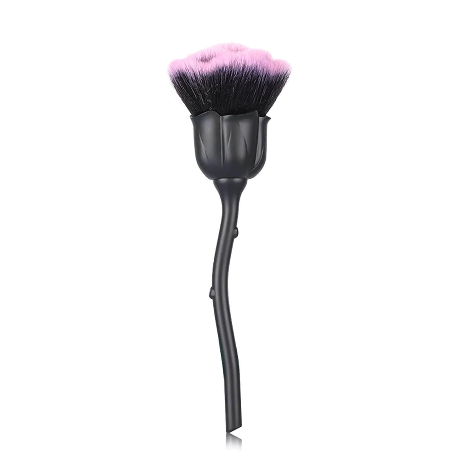 JERCLITY Rose Makeup Brush, 1pc Black Super Large Face Powder Makeup Brush, Synthetic Bristles, Copper Ferrule, Dome-shaped, For Setting Powder, Blending