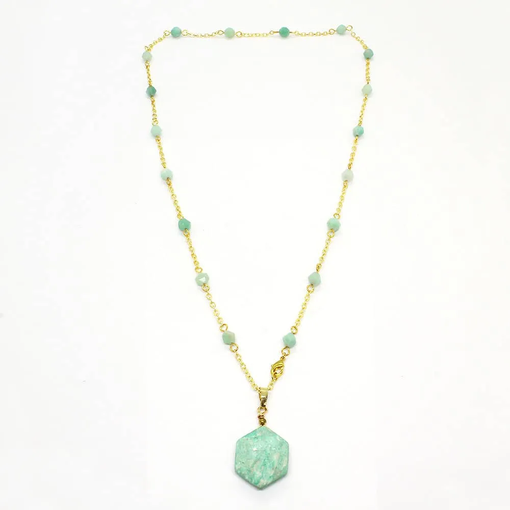 Kiana Hexagon Stone Necklace