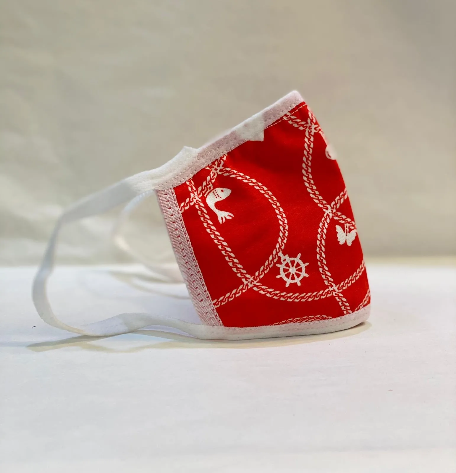 Kid's Cotton Unisex Red & White Abstract Printed Cloth Face Masks