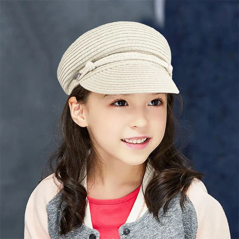 Kid's Military Style Ring Top Straw Hat