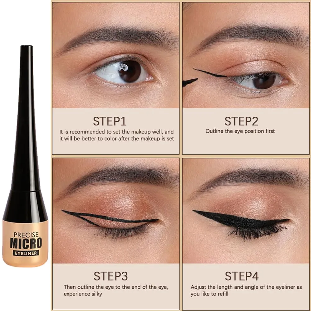Liquid Eyeliner Waterproof Long Lasting Precise Eyeliner Pen Highly Pigmented Eye Liners Makeup (Dark brown)