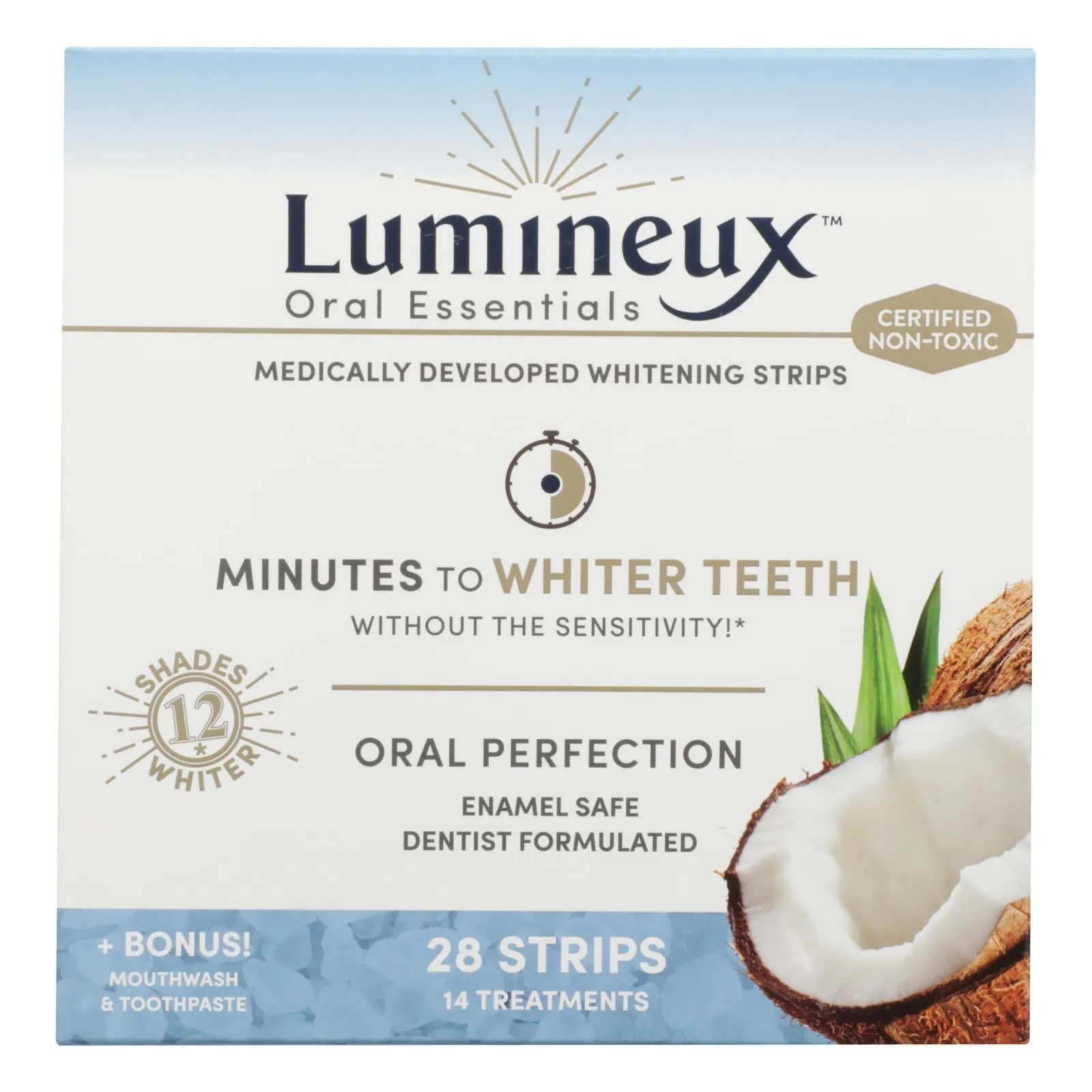 Lumineux Whitening Strips Oral Essentials, Certified Non-Toxic, 3 x 28 Strips   Mouthwash