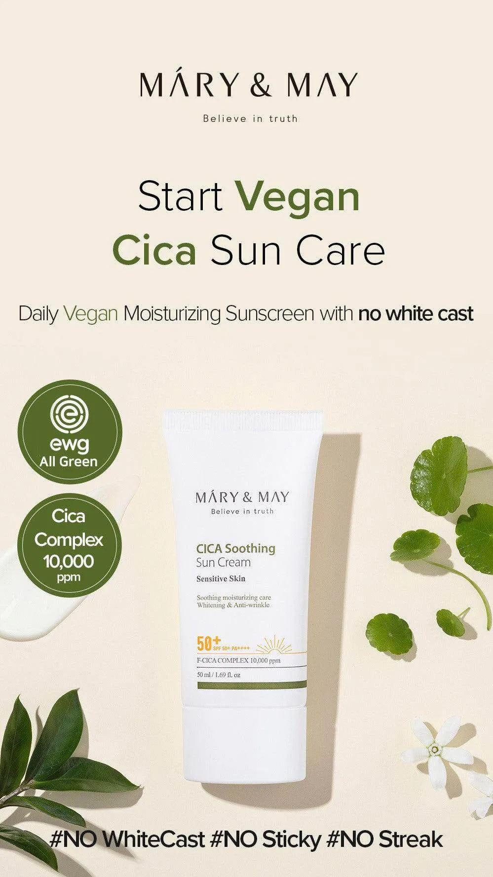 MARY&MAY CICA Soothing Sun Cream SPF50  PA     - 50ml