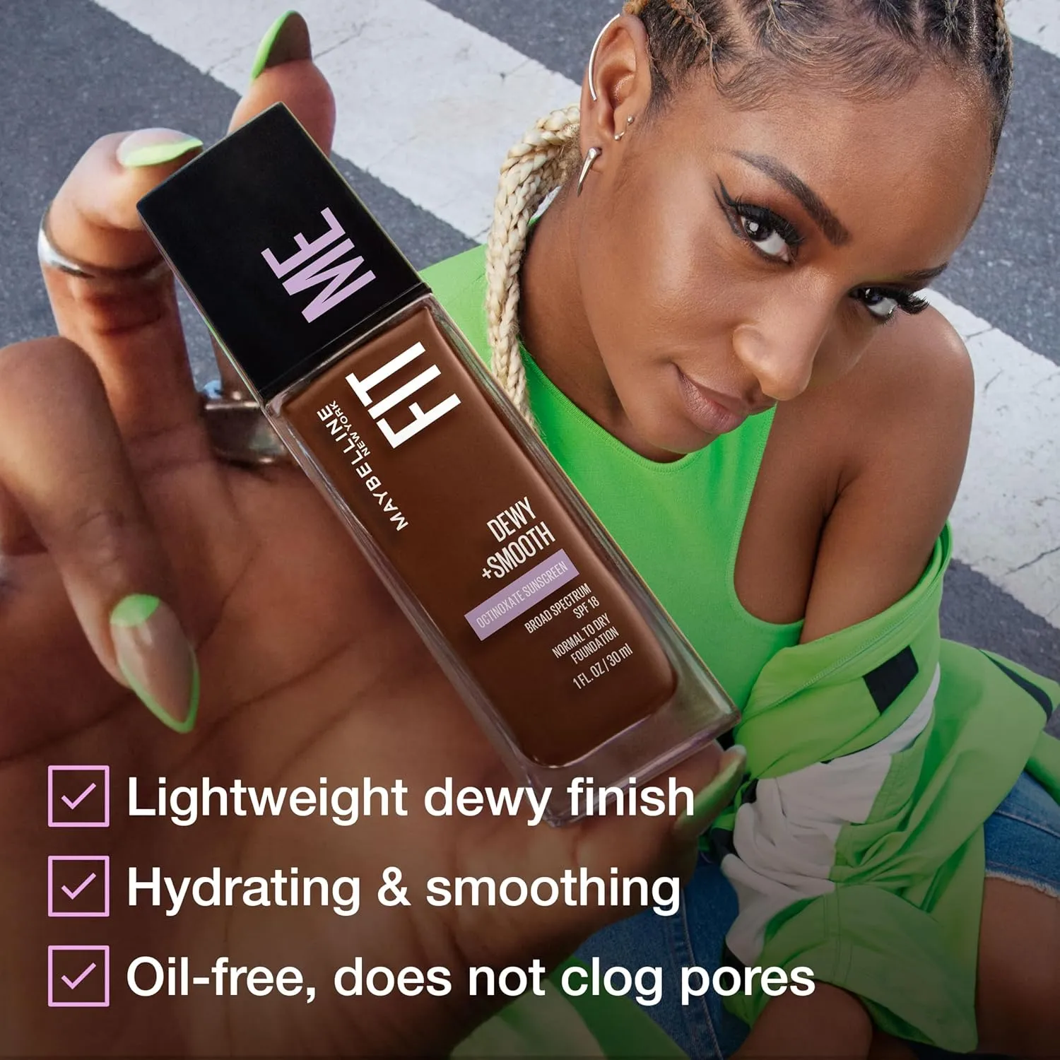 Maybelline Fit Me Dewy   Smooth Liquid Foundation Makeup, Light Beige, 1 Count (Packaging May Vary)