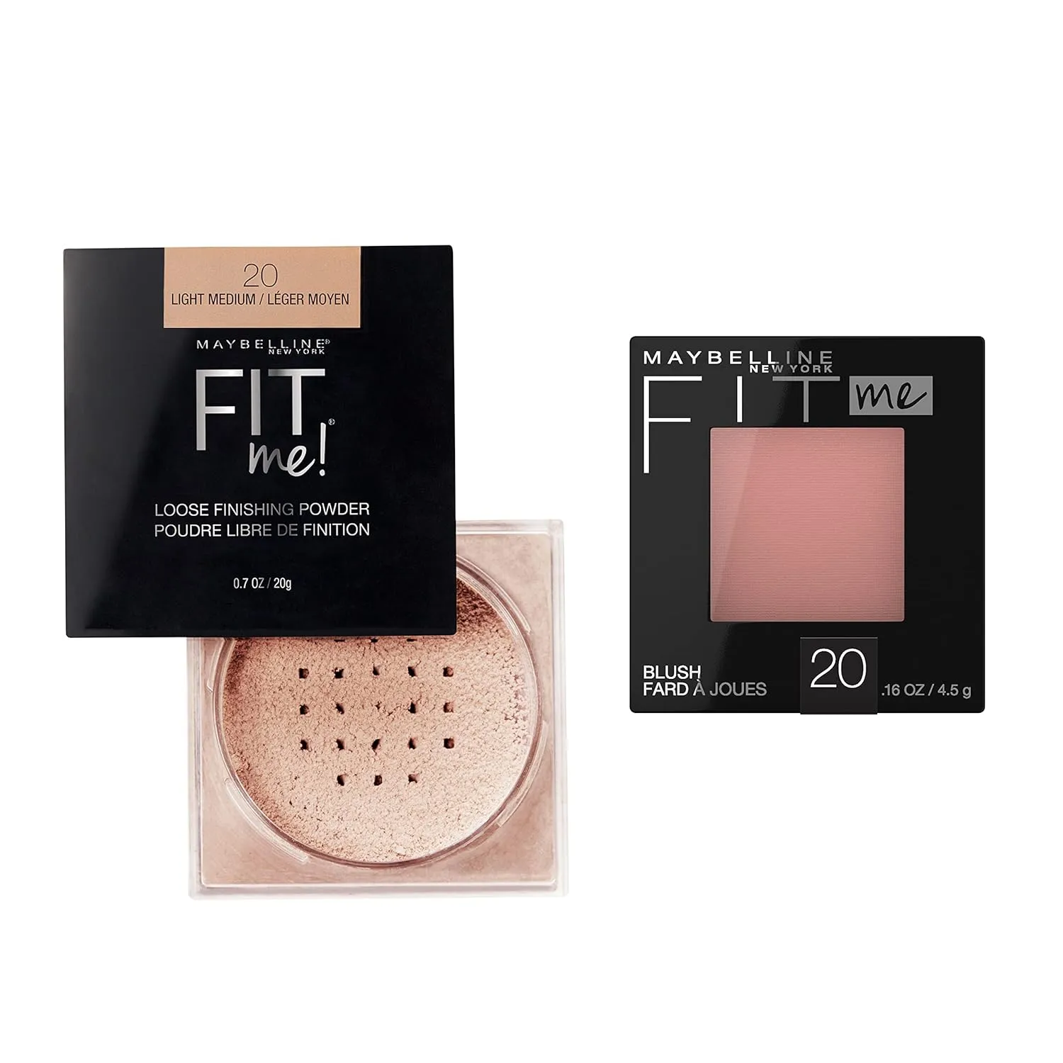Maybelline Fit Me Loose Finishing Powder   Fit Me Blush Makeup Bundle, Includes 1 Setting Powder in Medium and 1 Blush in Mauve