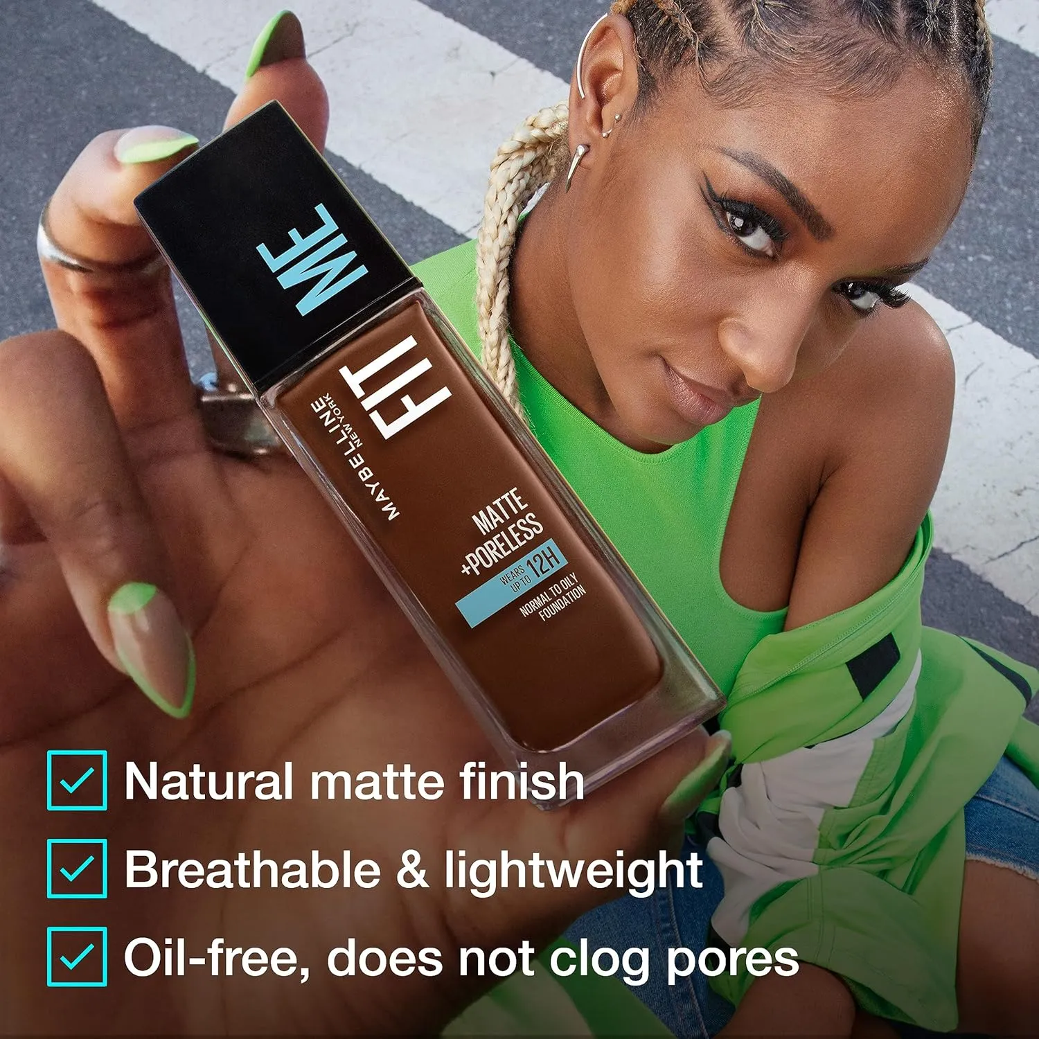 Maybelline Fit Me Matte   Poreless Liquid Oil-Free Foundation Makeup, Fair Porcelain, 1 Count (Packaging May Vary)