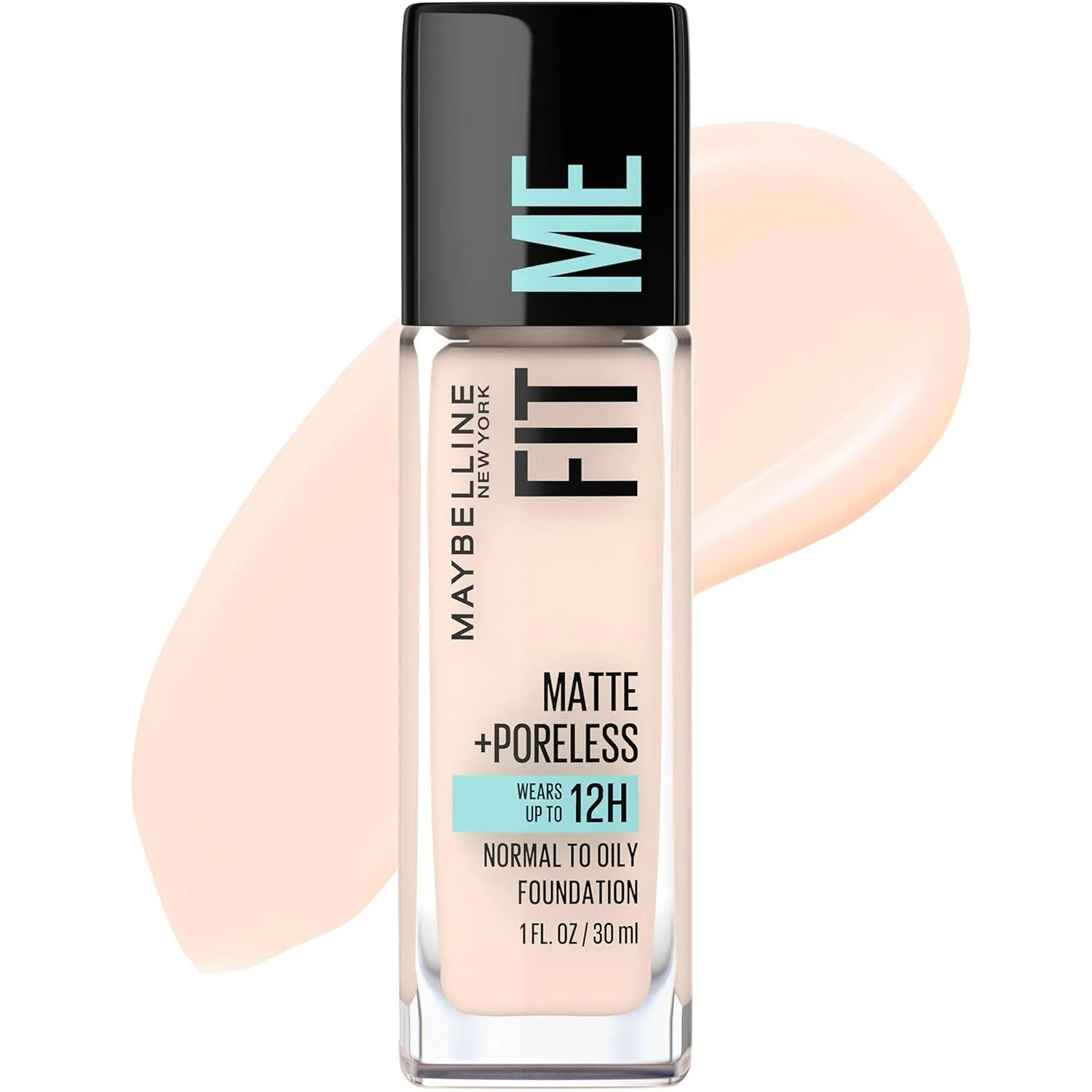 Maybelline Fit Me Matte   Poreless Liquid Oil-Free Foundation Makeup, Fair Porcelain, 1 Count (Packaging May Vary)