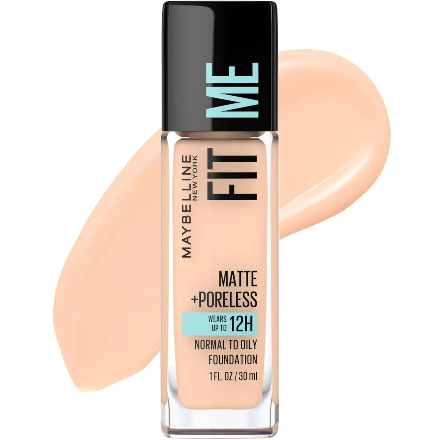 Maybelline Fit Me Matte   Poreless Liquid Oil-Free Foundation Makeup, Ivory, 1 Count (Packaging May Vary)