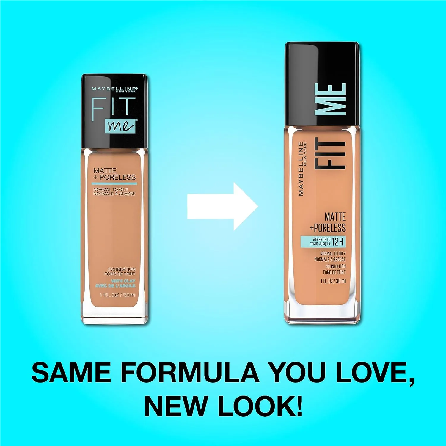 Maybelline Fit Me Matte   Poreless Liquid Oil-Free Foundation Makeup, Ivory, 1 Count (Packaging May Vary)