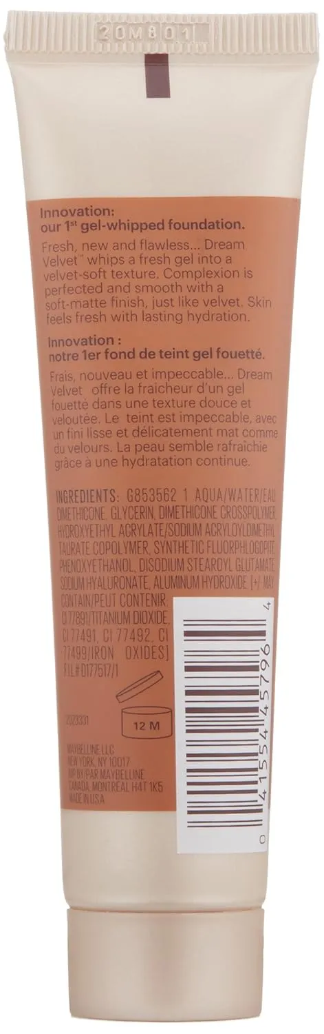 Maybelline New York Dream Velvet Soft-Matte Hydrating Foundation, Cocoa Coconut, 1 fl. oz.