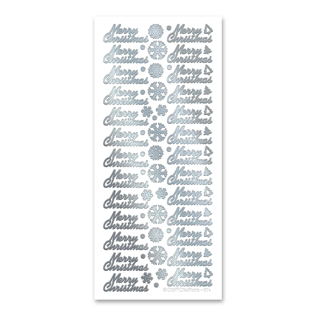Merry Christmas(M) Silver Self Adhesive Peel Off Stickers