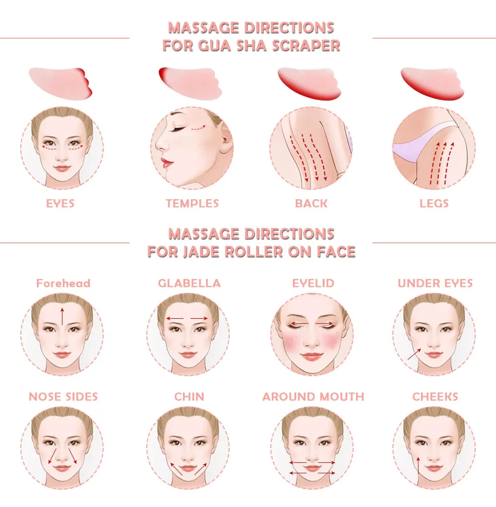 Natural Jade Rose Quartz Facial Massager