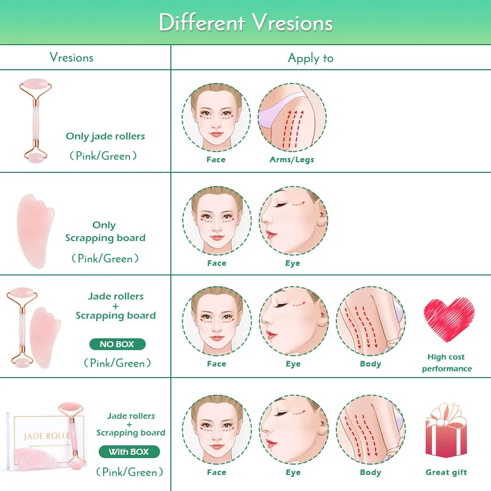 Natural Jade Rose Quartz Facial Massager