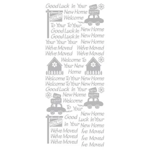 New Home  Silver Self Adhesive Stickers