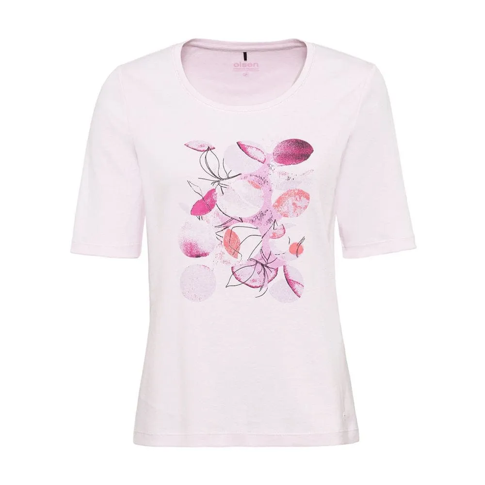 Olsen Edda Fit Short-sleeved Top With Frontal Floral Print