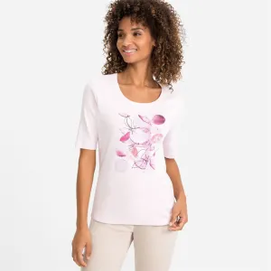 Olsen Edda Fit Short-sleeved Top With Frontal Floral Print