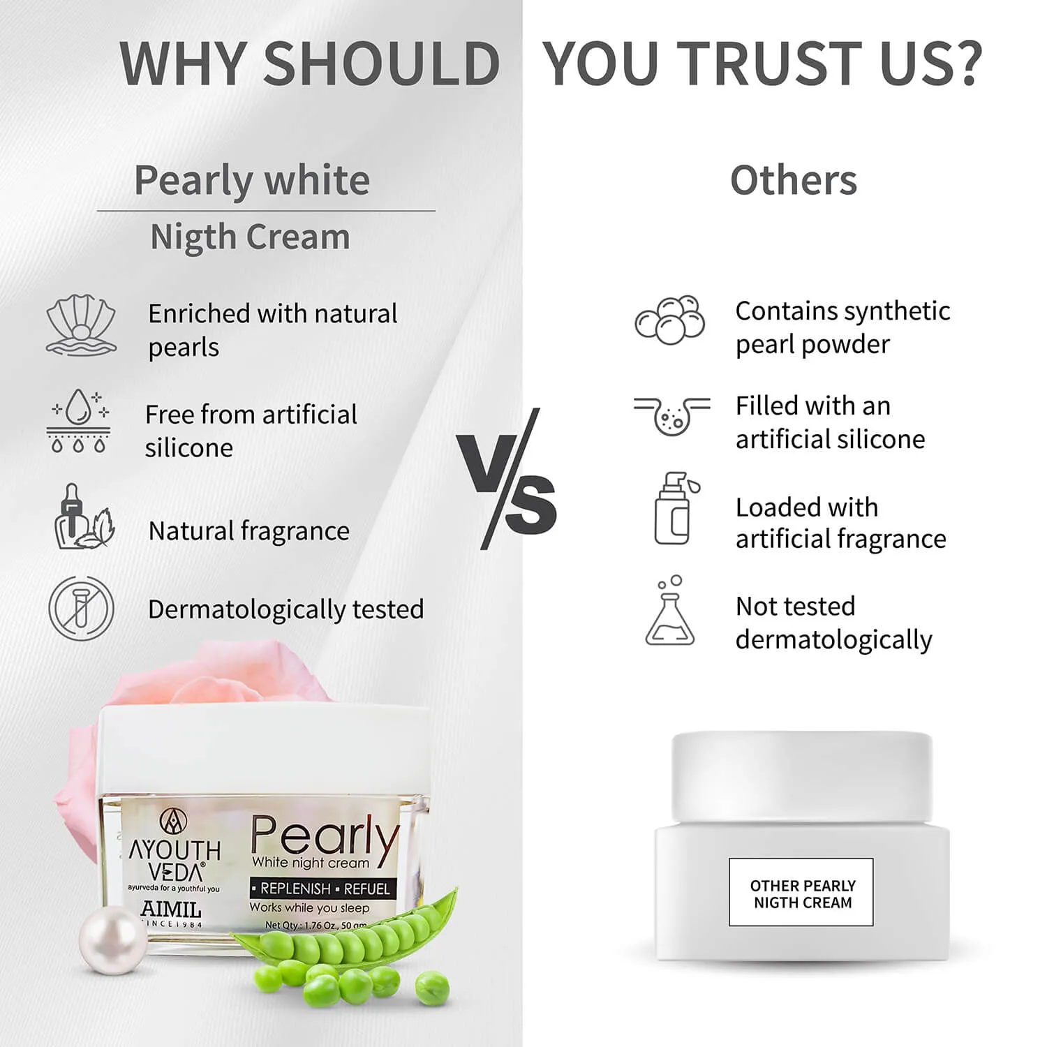 Pearly White Night Cream For Brightens Complexion