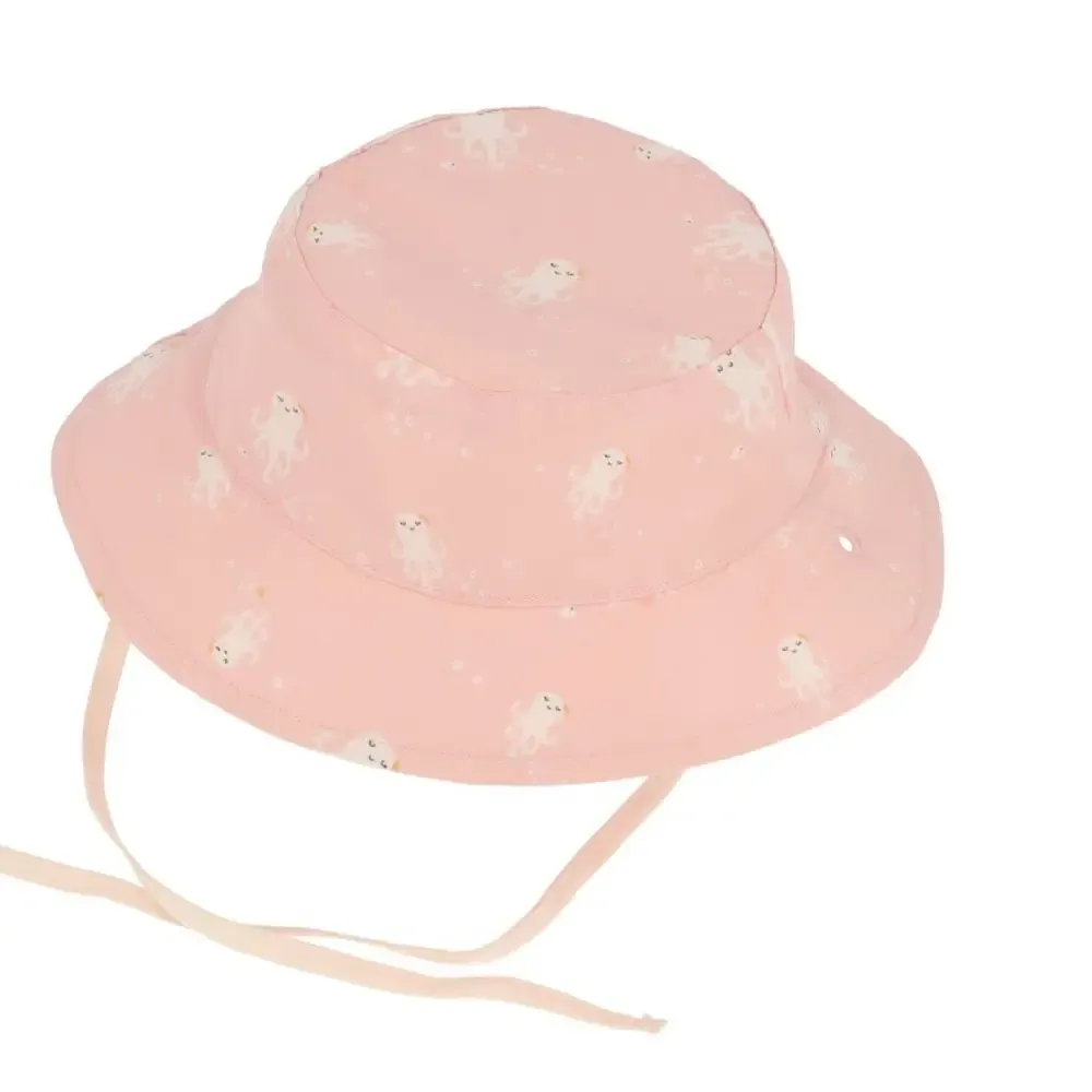 Pink Octopus Reversible Children's Sun Hat - UPF 30 