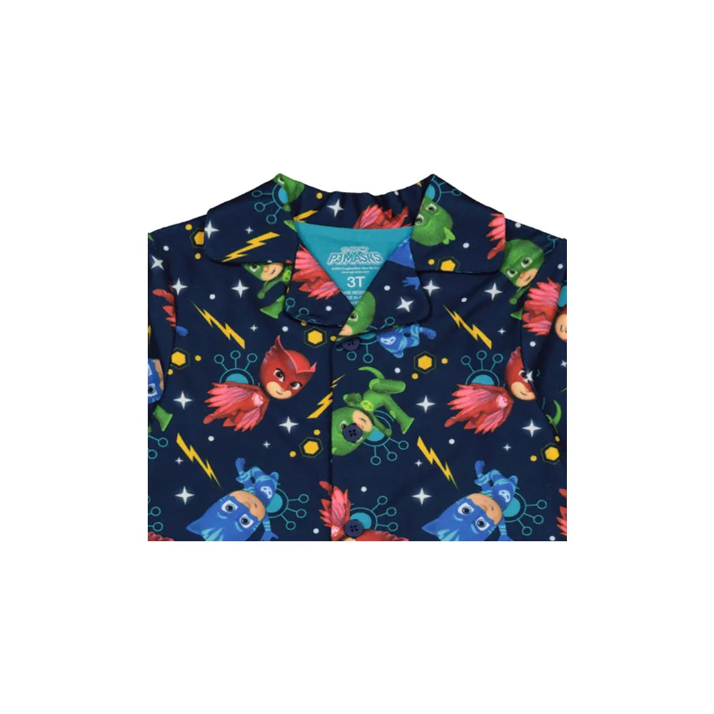 PJ Masks Toddler Boys Pajama Set, Long Sleeve Coat-Style Top and Pants 2PC PJ Outfit, 2T-4T, Black