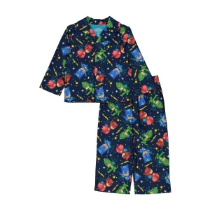 PJ Masks Toddler Boys Pajama Set, Long Sleeve Coat-Style Top and Pants 2PC PJ Outfit, 2T-4T, Black