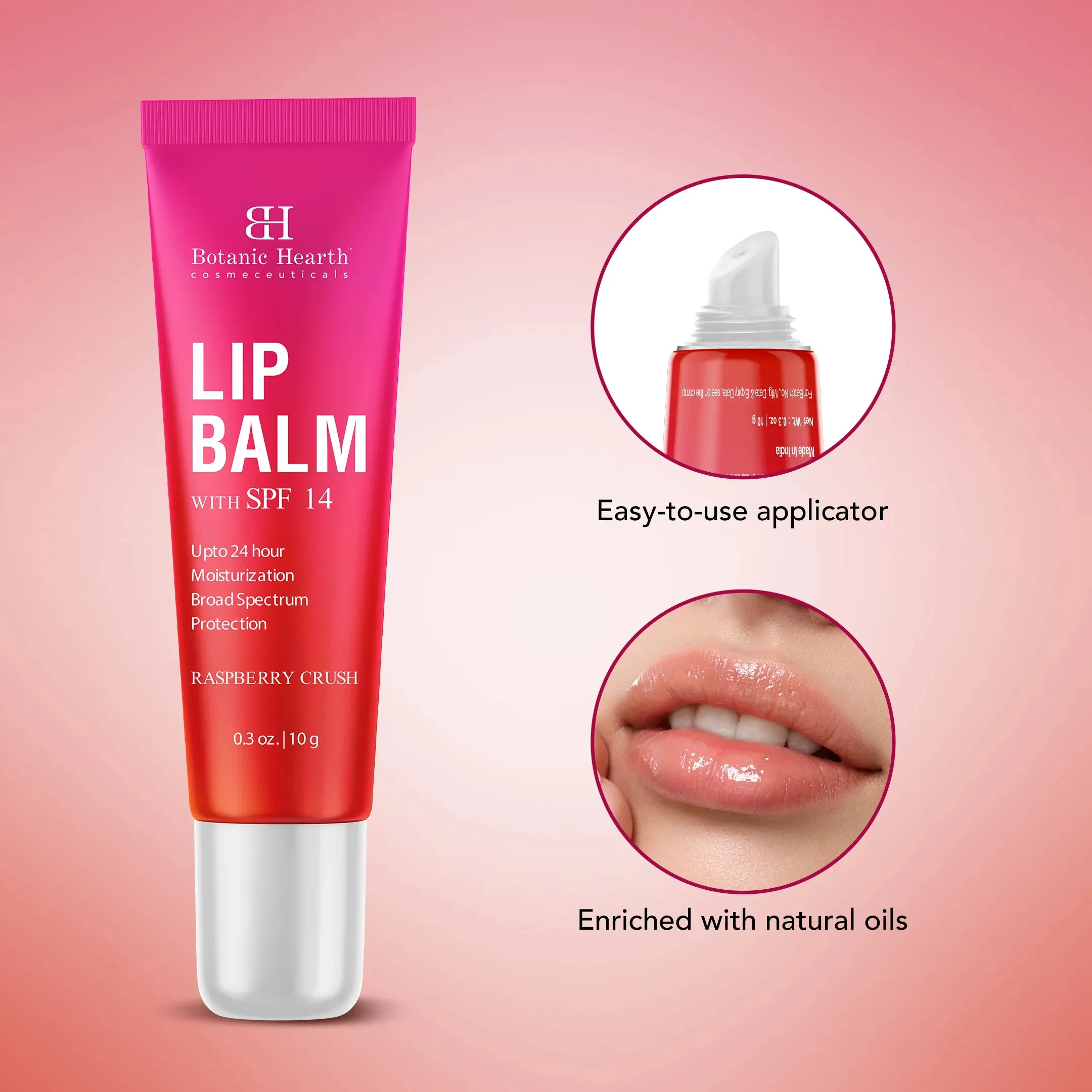 Raspberry Crush Lip Balm with SPF, Jojoba Oil, Vitamin E & Allantoin | 0.3 oz