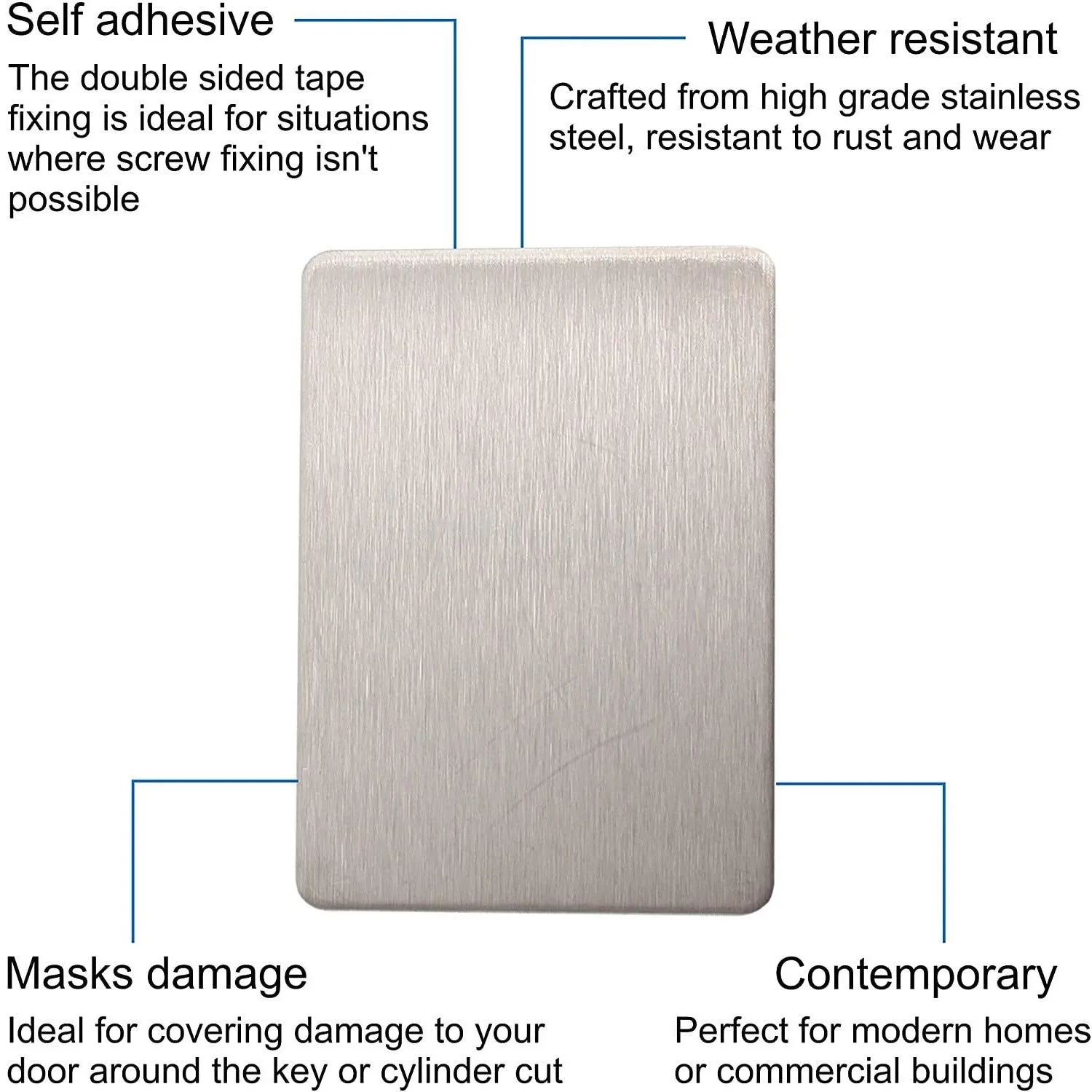 Repair Escutcheon - Blank - 65x47x1.2mm - Satin Stainless