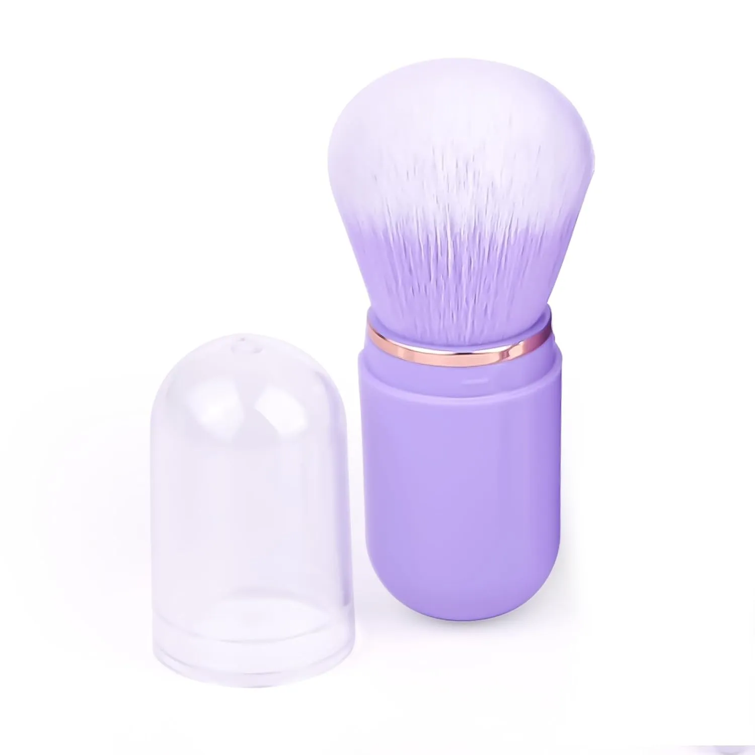 Retractable Kabuki Brush Travel Makeup Brush, Cute Capsule-shape Blush Brush, Foundation Brush, Suitable for Liquid Foundation, Pressed Powder, Contour Cream, Purple