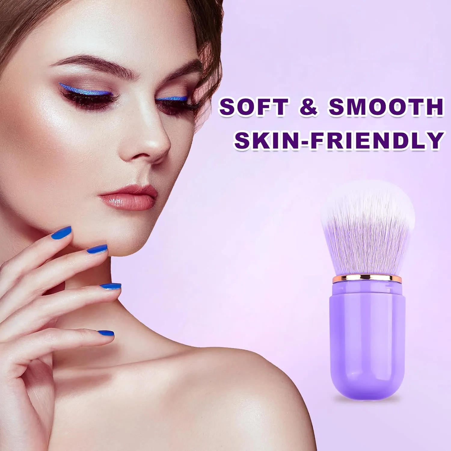 Retractable Kabuki Brush Travel Makeup Brush, Cute Capsule-shape Blush Brush, Foundation Brush, Suitable for Liquid Foundation, Pressed Powder, Contour Cream, Purple