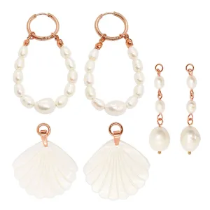 Rue Rose Gold Pearl Earrings Set