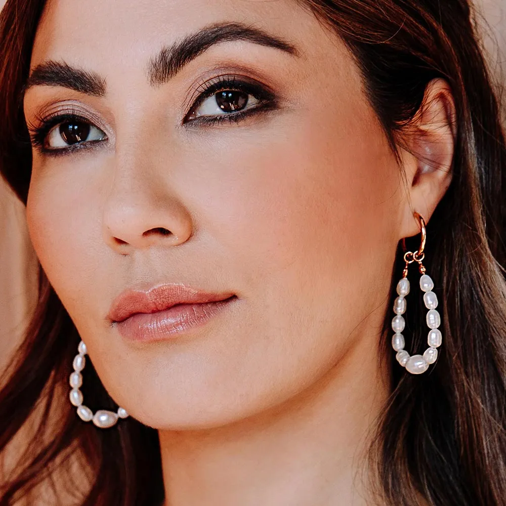 Rue Rose Gold Pearl Earrings Set