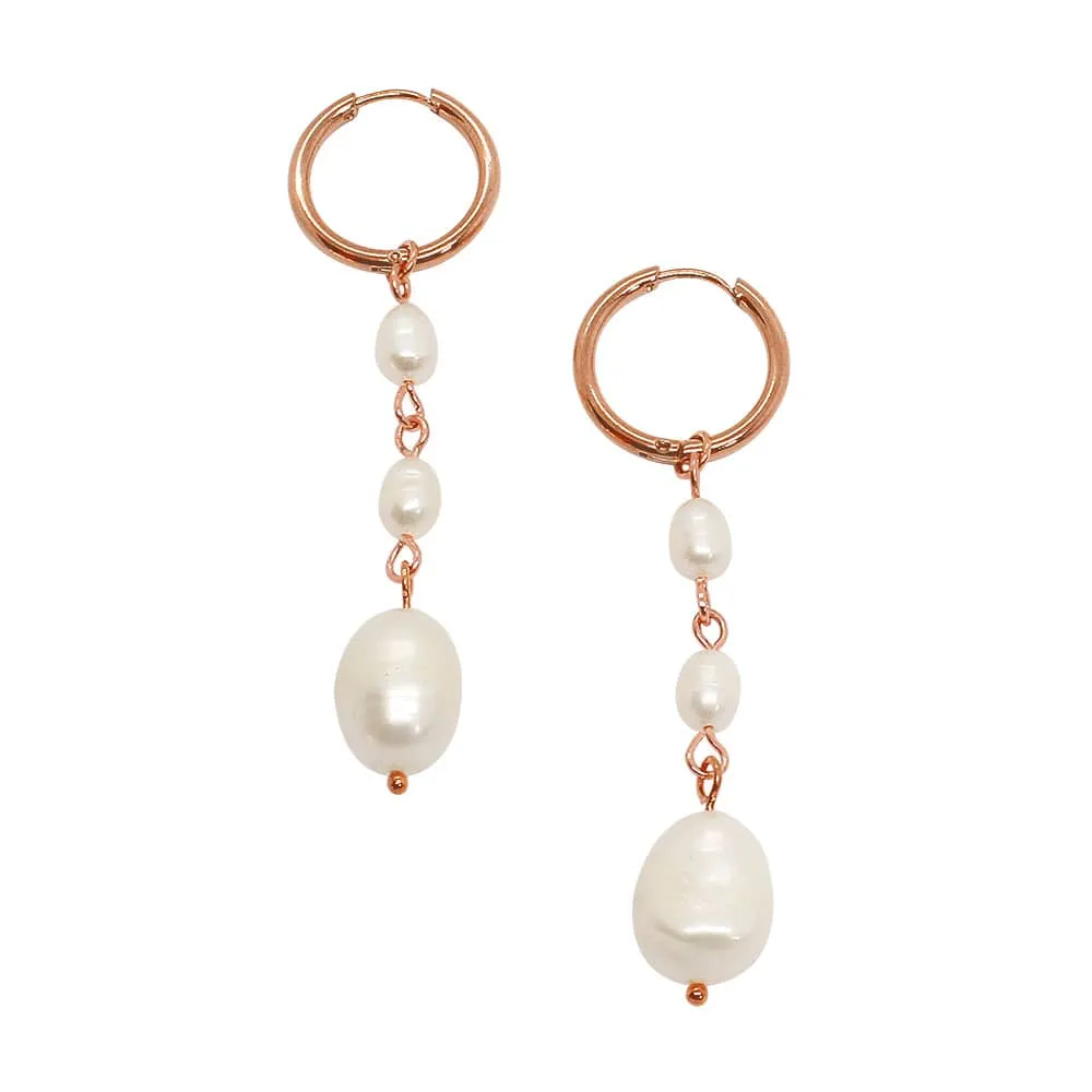 Rue Rose Gold Pearl Earrings Set