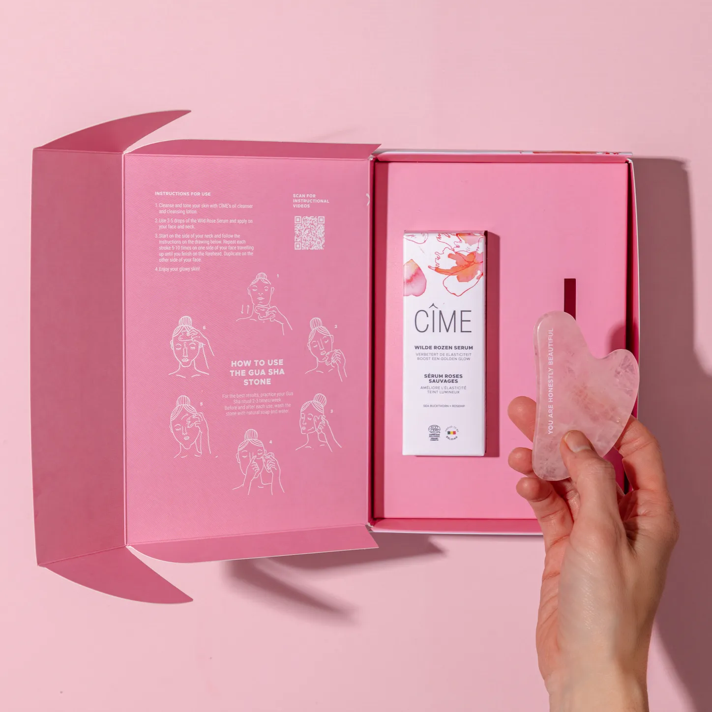 Self-care face massage set | Wild rose serum   Gua sha