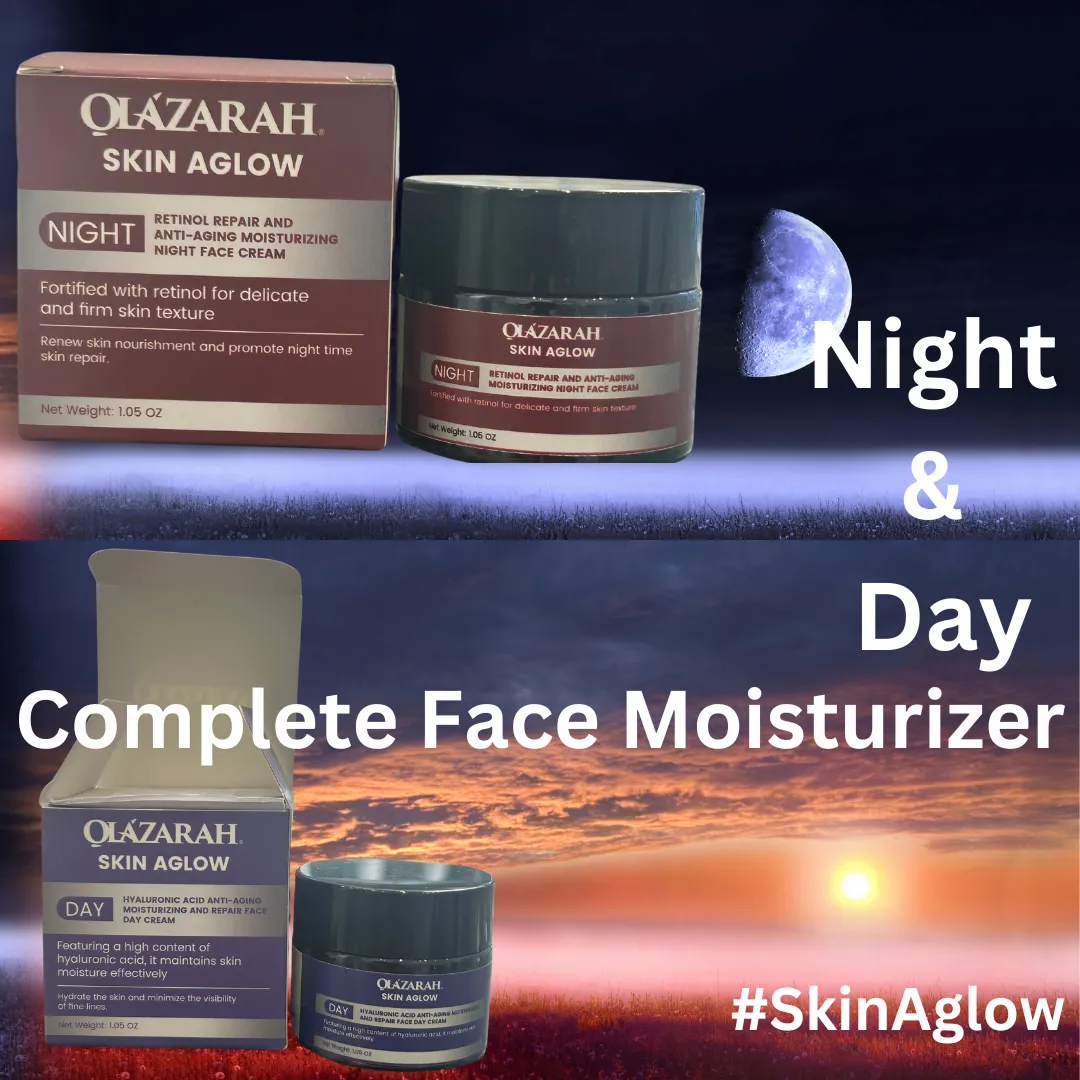 Skin Aglow Timeless Beauty Day & Night Moisturizing and Repair Face Cream w/Hyaluronic and Retinol, 2 pcs, 2 oz