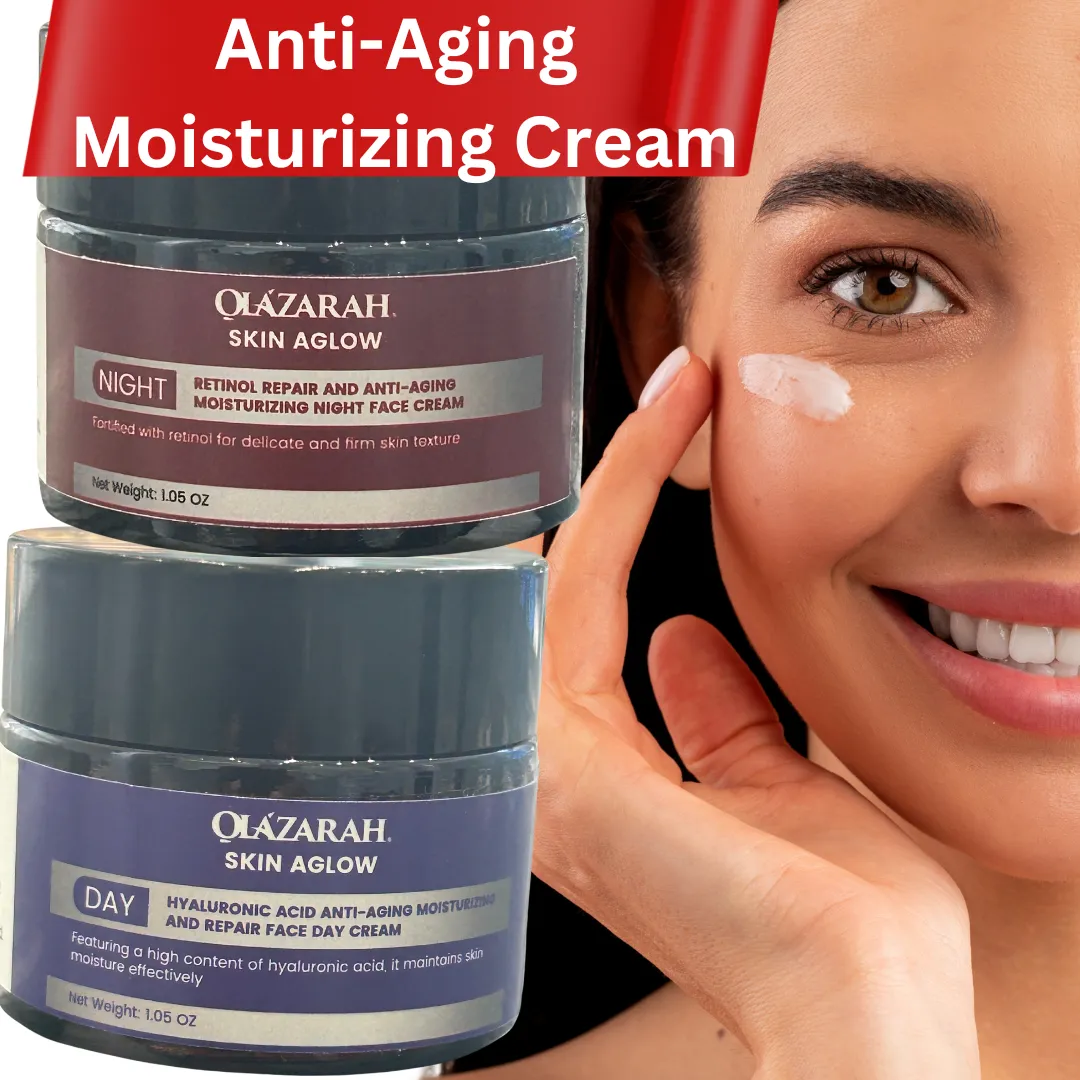 Skin Aglow Timeless Beauty Day & Night Moisturizing and Repair Face Cream w/Hyaluronic and Retinol, 2 pcs, 2 oz