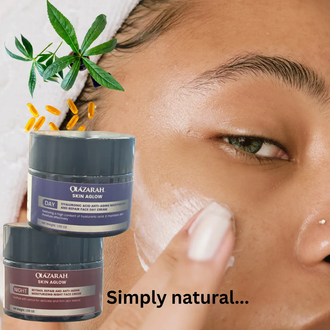 Skin Aglow Timeless Beauty Day & Night Moisturizing and Repair Face Cream w/Hyaluronic and Retinol, 2 pcs, 2 oz