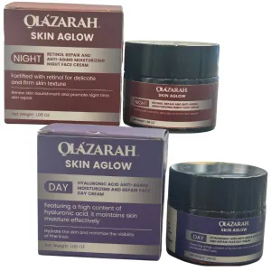 Skin Aglow Timeless Beauty Day & Night Moisturizing and Repair Face Cream w/Hyaluronic and Retinol, 2 pcs, 2 oz