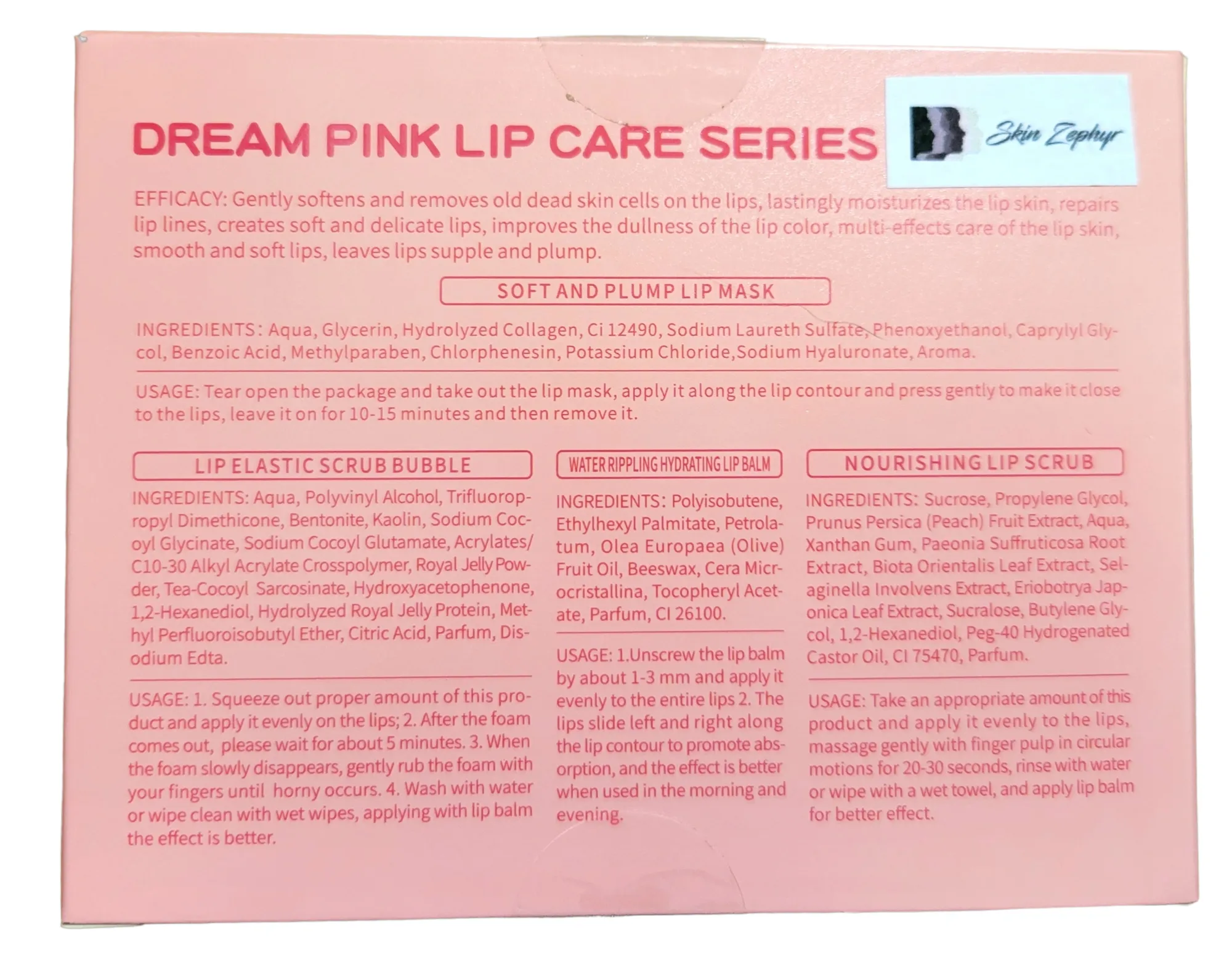Skin Zephyr Dream Pink Lip Care Series Set